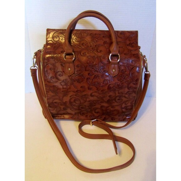 Brenice Dreamer Satchel Embossed Flower Shoulderbag Crossbody Faux Leather Boho - Picture 2 of 9